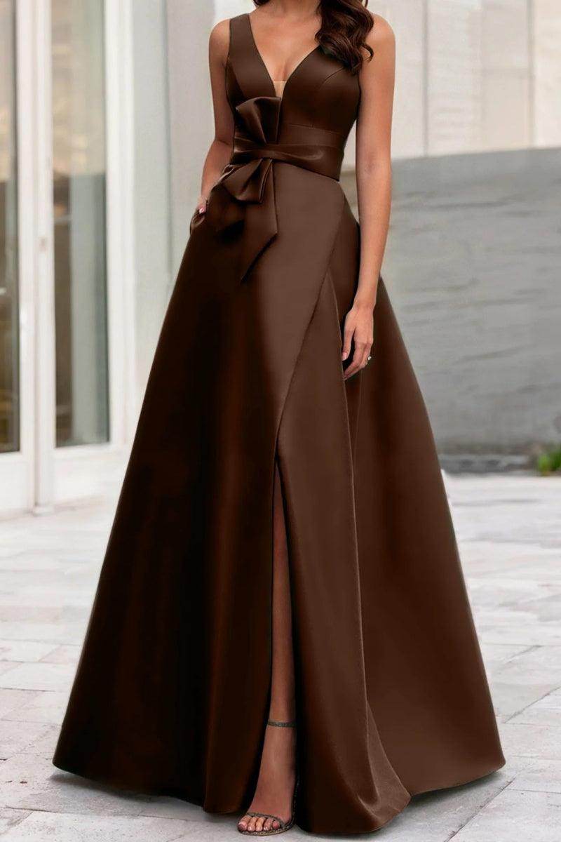 A Line V Neck Sleeveless Mother Of The Bride Dresses CM0341