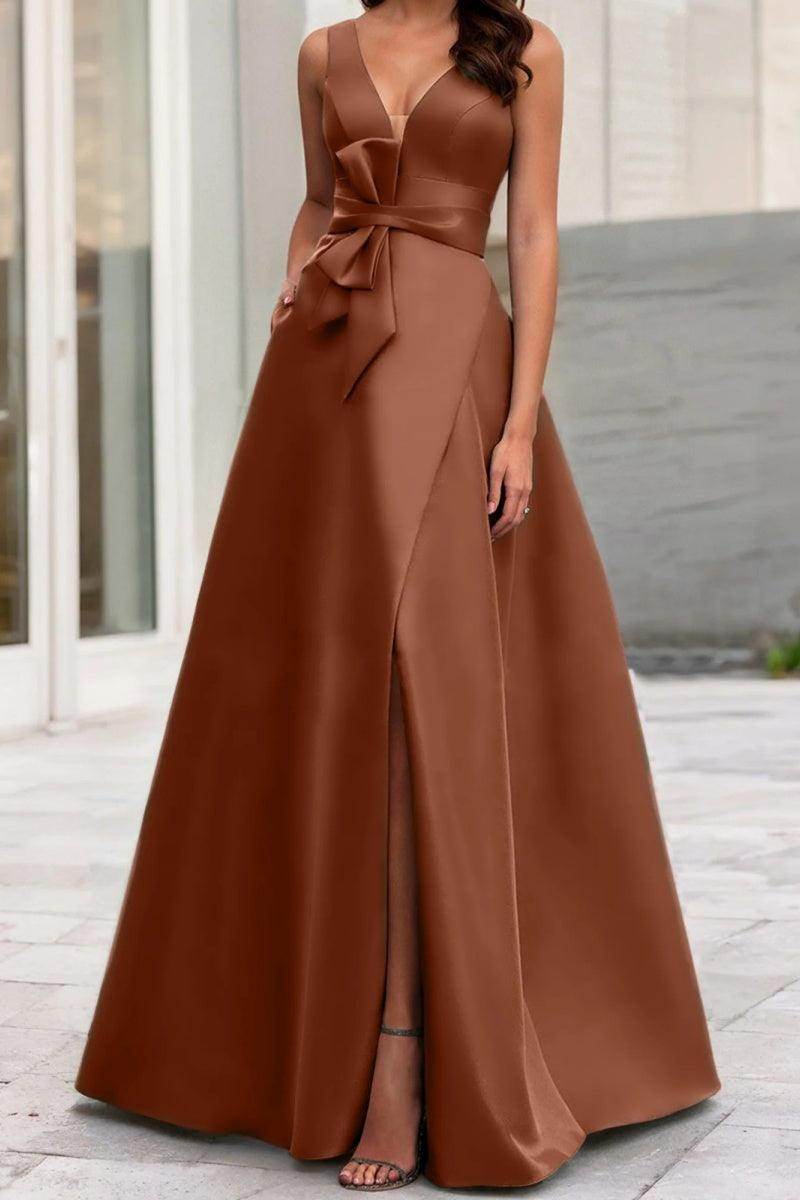 A Line V Neck Sleeveless Mother Of The Bride Dresses CM0341