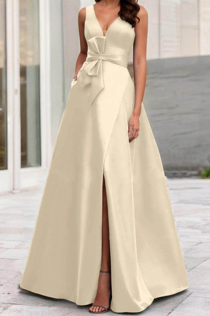 A Line V Neck Sleeveless Mother Of The Bride Dresses CM0341