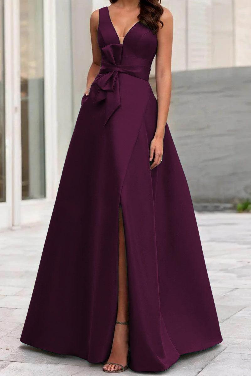 A Line V Neck Sleeveless Mother Of The Bride Dresses CM0341