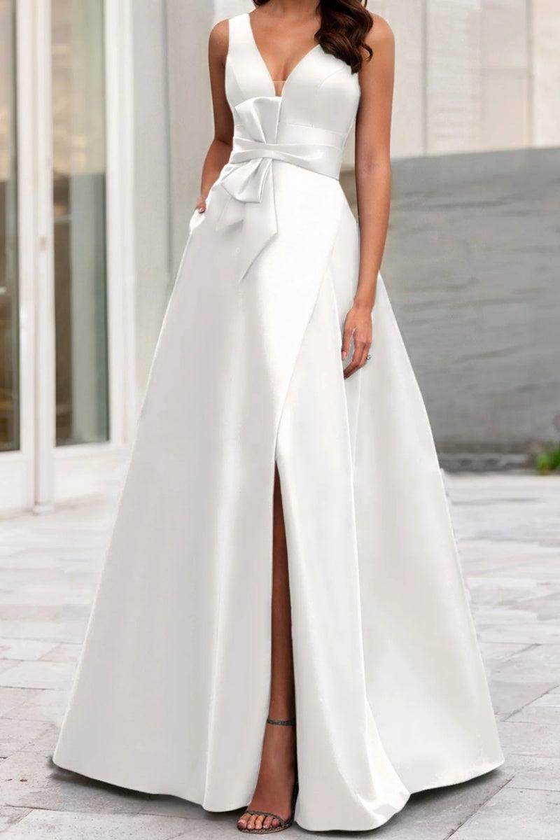 A Line V Neck Sleeveless Mother Of The Bride Dresses CM0341