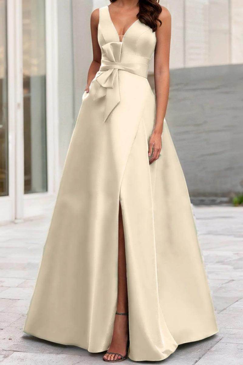 A Line V Neck Sleeveless Mother Of The Bride Dresses CM0341