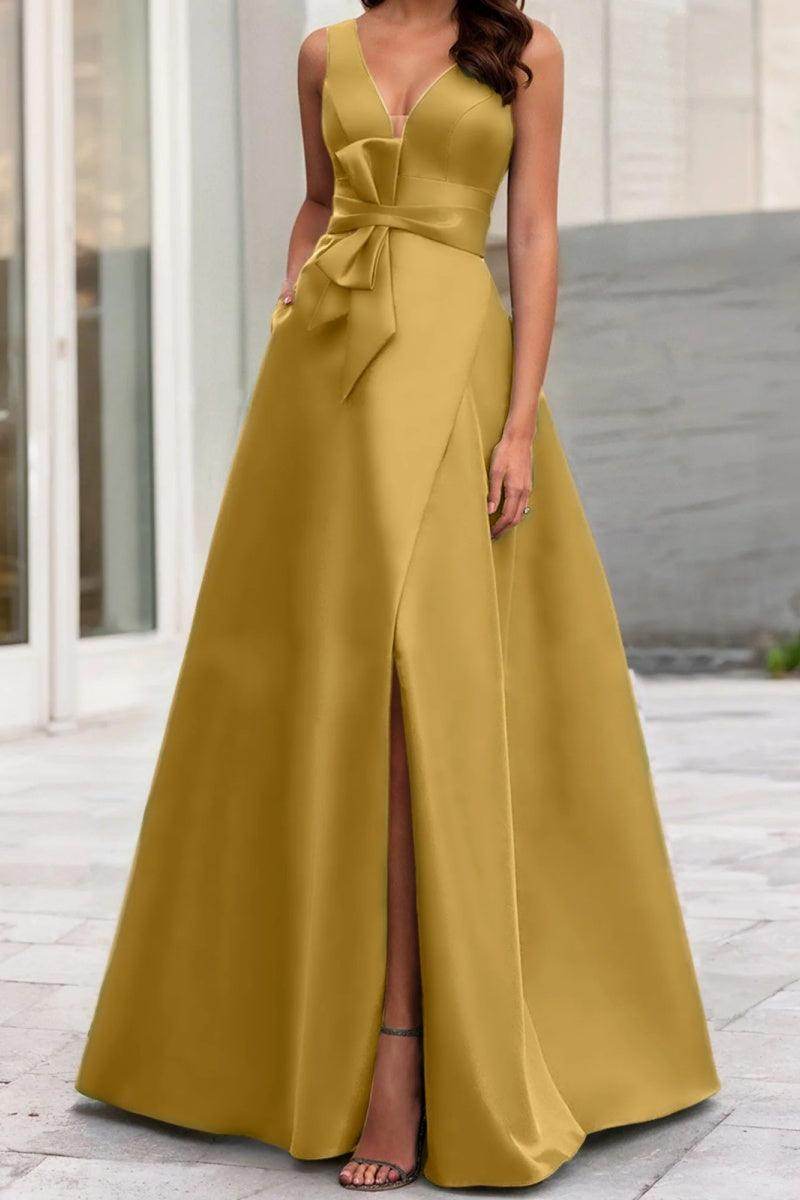 A Line V Neck Sleeveless Mother Of The Bride Dresses CM0341