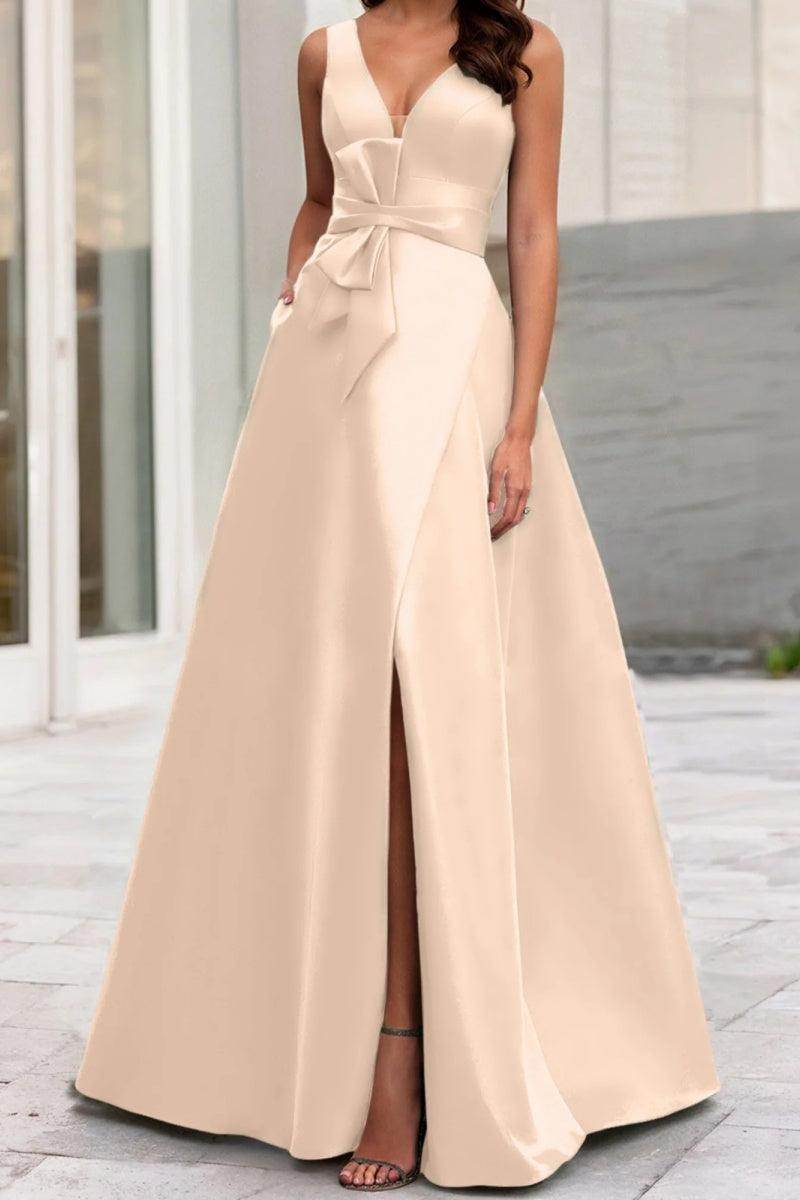 A Line V Neck Sleeveless Mother Of The Bride Dresses CM0341