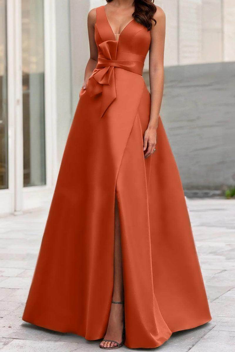 A Line V Neck Sleeveless Mother Of The Bride Dresses CM0341