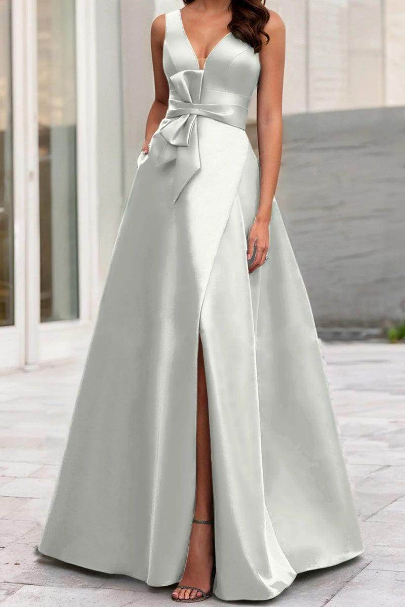 A Line V Neck Sleeveless Mother Of The Bride Dresses CM0341