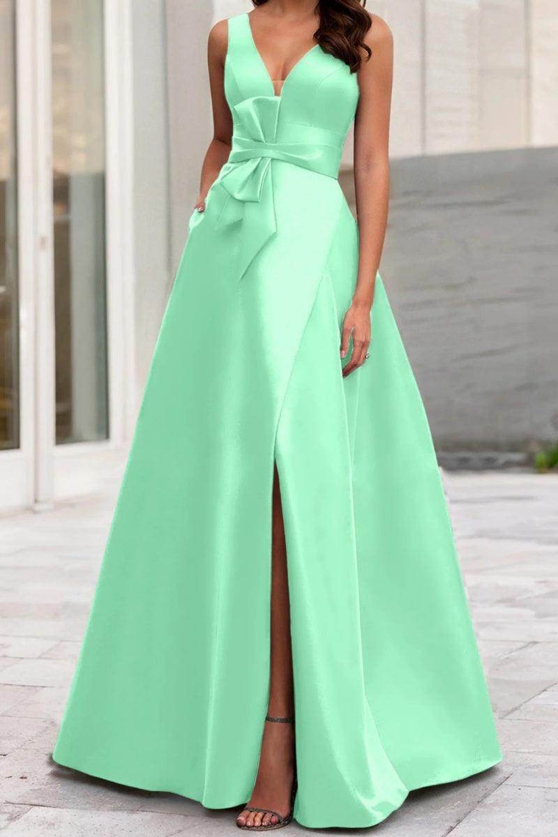 A Line V Neck Sleeveless Mother Of The Bride Dresses CM0341