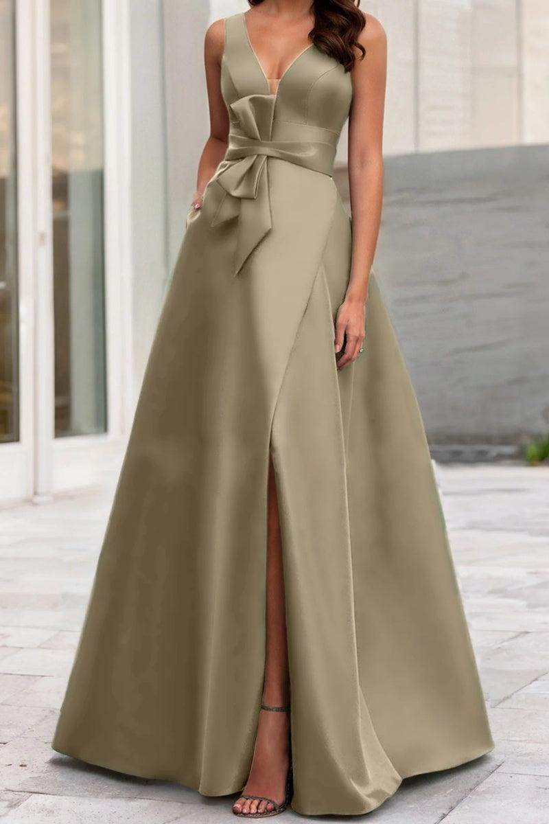 A Line V Neck Sleeveless Mother Of The Bride Dresses CM0341