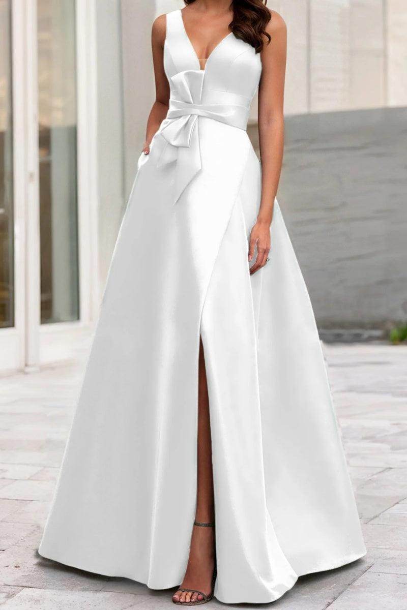 A Line V Neck Sleeveless Mother Of The Bride Dresses CM0341