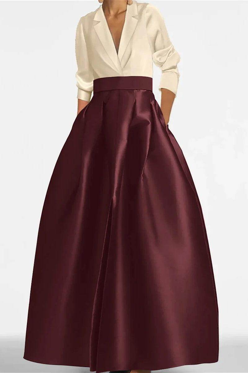 A Line Jewel Neck V-Neck Long Sleeves Mother Dresses CM0342