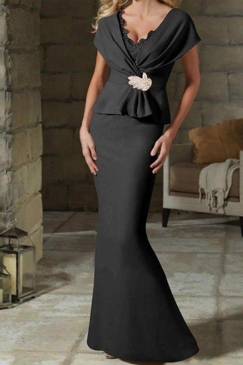 Sheath Column V Neck Mother of the Bride Dresses with Belt CM0346