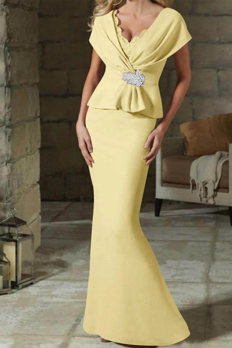 Sheath Column V Neck Mother of the Bride Dresses with Belt CM0346