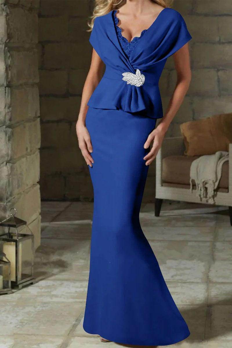 Sheath Column V Neck Mother of the Bride Dresses with Belt CM0346