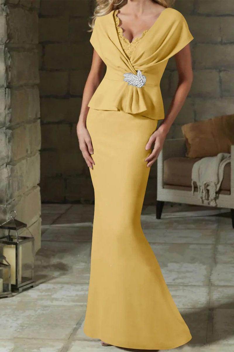 Sheath Column V Neck Mother of the Bride Dresses with Belt CM0346