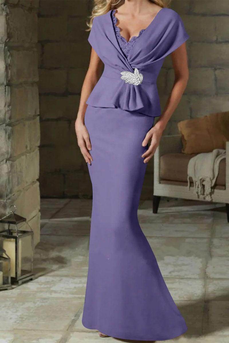 Sheath Column V Neck Mother of the Bride Dresses with Belt CM0346