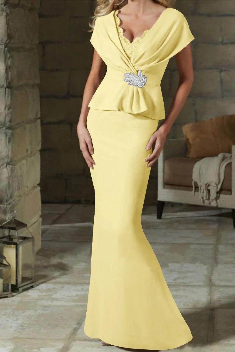 Sheath Column V Neck Mother of the Bride Dresses with Belt CM0346