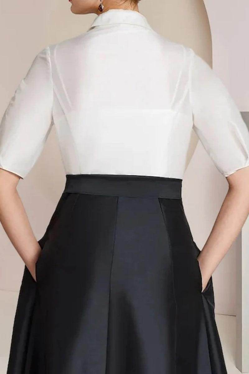 A Line Shirt Collar Short Sleeves Floor Length 2 pieces Mother Dresses CM0347