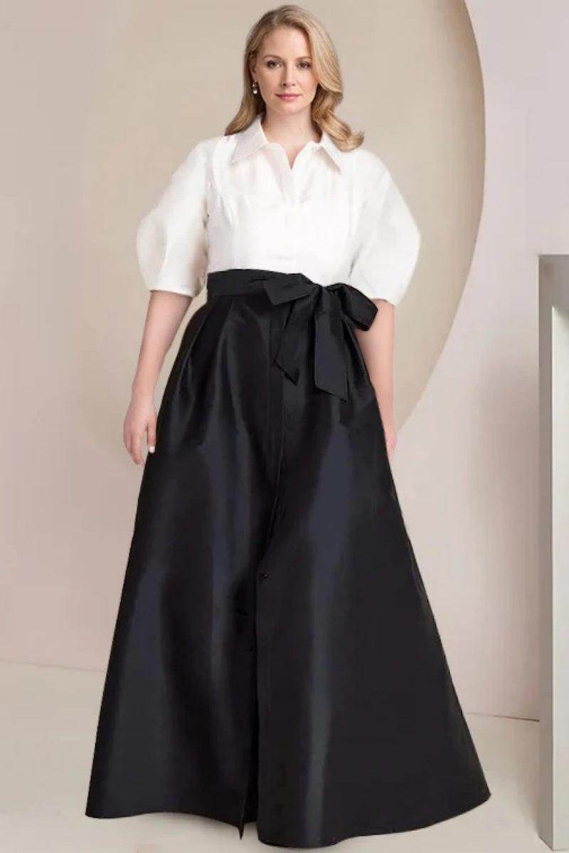 A Line Shirt Collar Short Sleeves Floor Length 2 pieces Mother Dresses CM0347