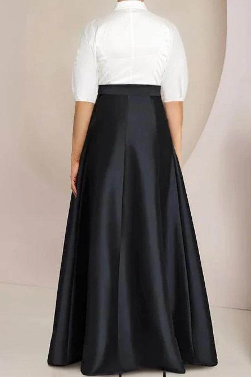 A Line Shirt Collar Short Sleeves Floor Length 2 pieces Mother Dresses CM0347
