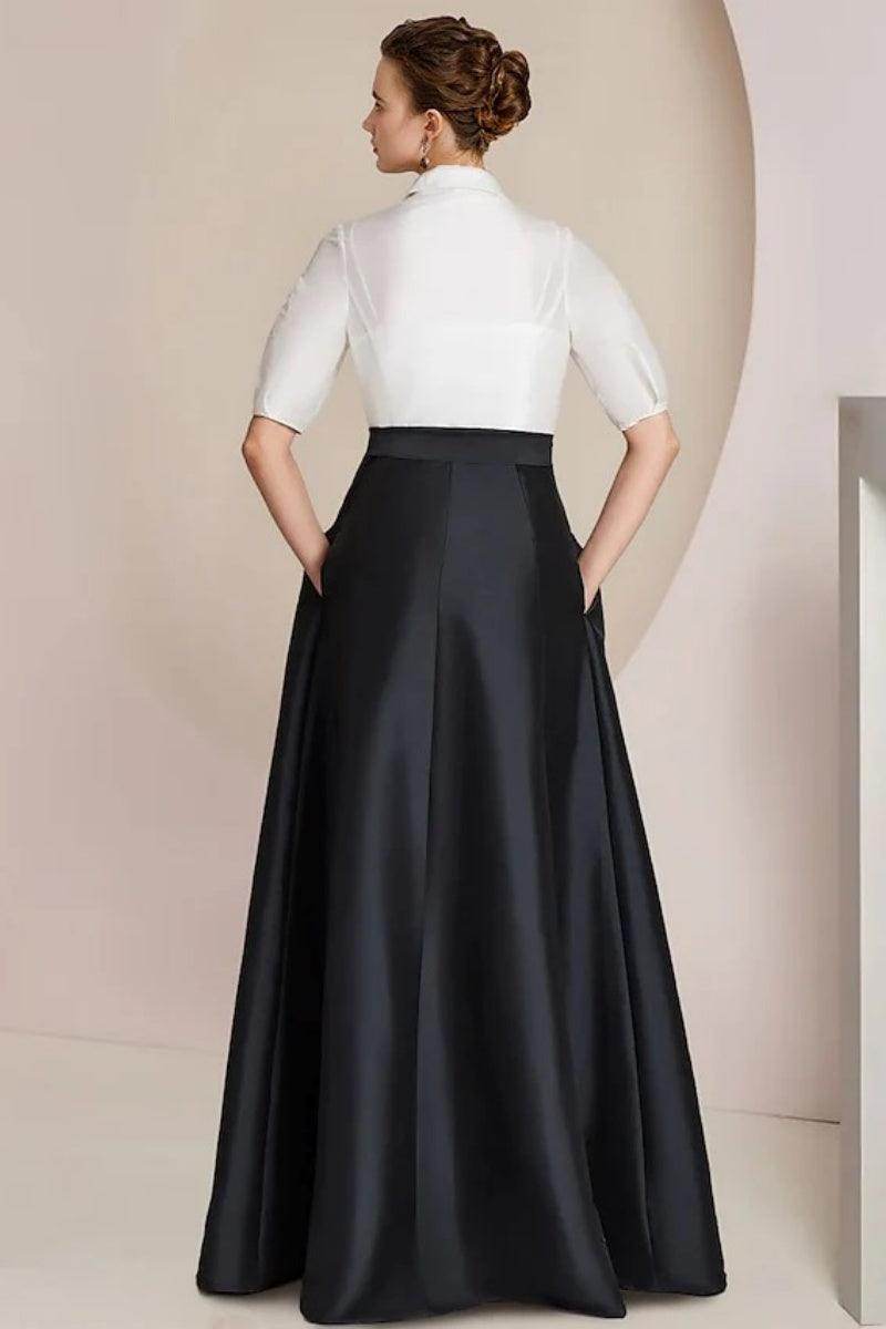A Line Shirt Collar Short Sleeves Floor Length 2 pieces Mother Dresses CM0347