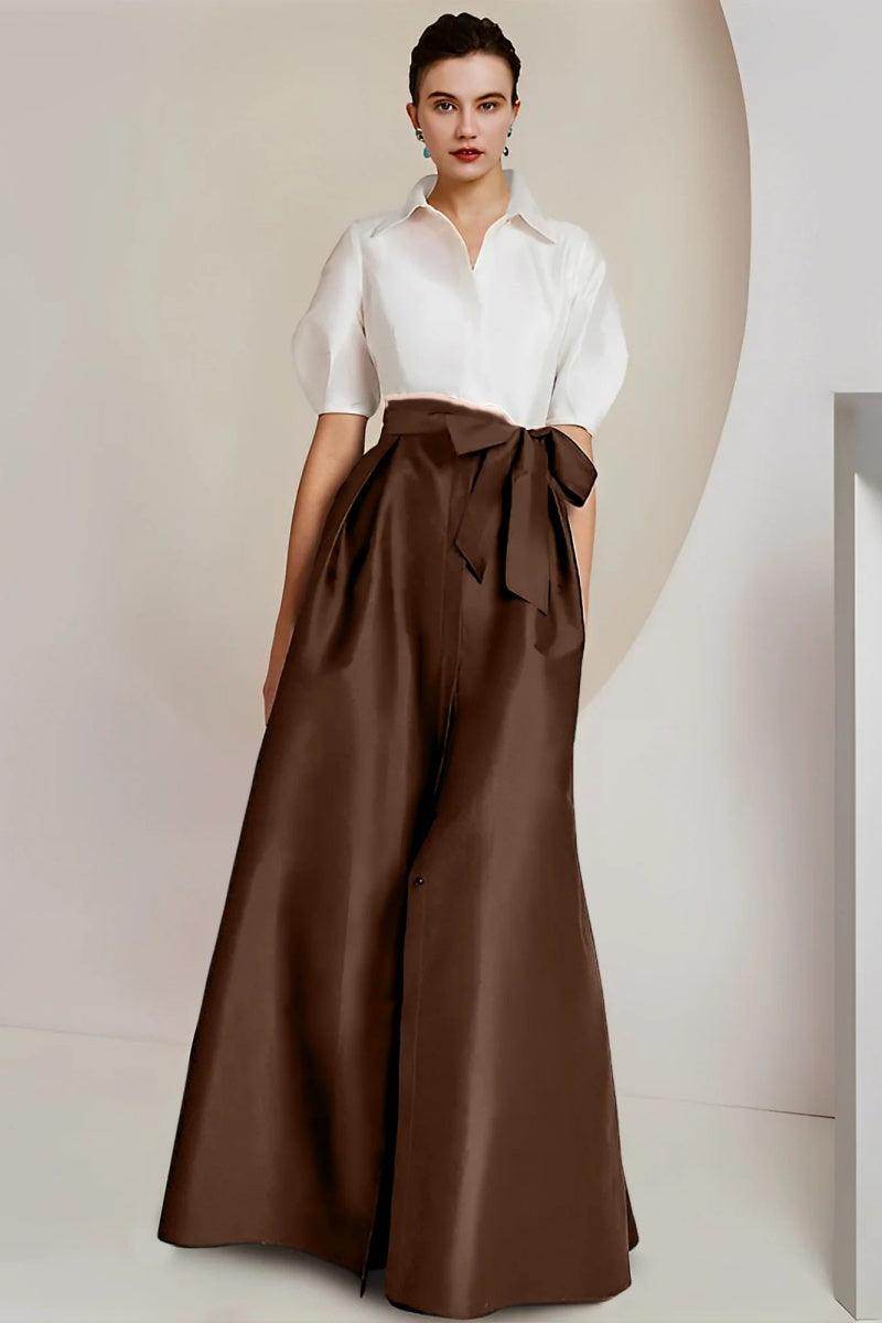 A Line Shirt Collar Short Sleeves Floor Length 2 pieces Mother Dresses CM0347