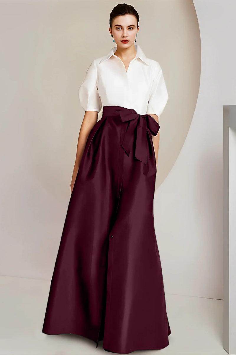 A Line Shirt Collar Short Sleeves Floor Length 2 pieces Mother Dresses CM0347