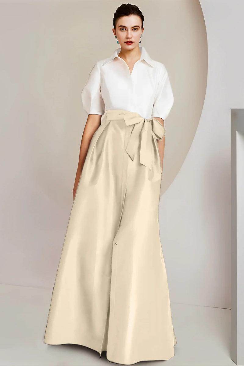 A Line Shirt Collar Short Sleeves Floor Length 2 pieces Mother Dresses CM0347