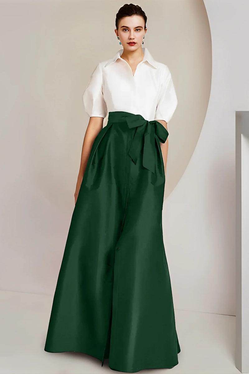 A Line Shirt Collar Short Sleeves Floor Length 2 pieces Mother Dresses CM0347
