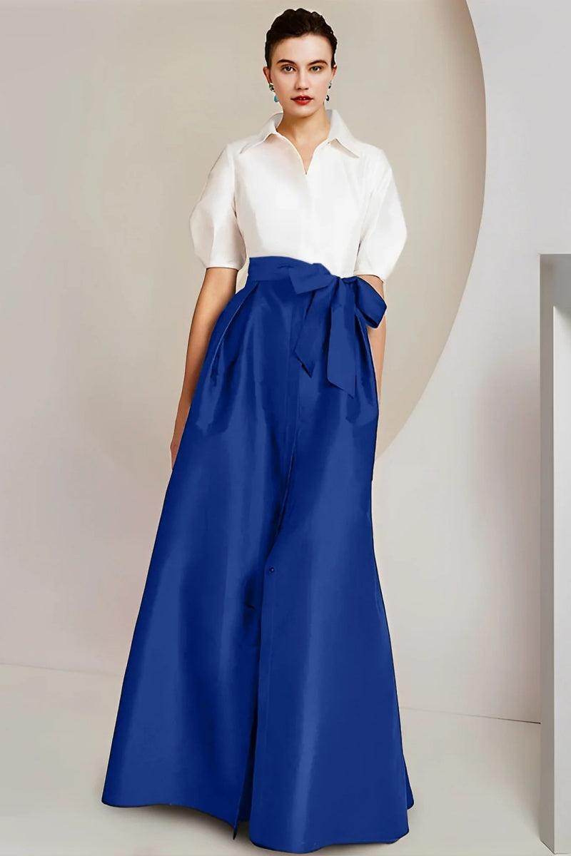 A Line Shirt Collar Short Sleeves Floor Length 2 pieces Mother Dresses CM0347