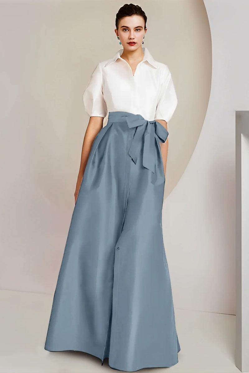 A Line Shirt Collar Short Sleeves Floor Length 2 pieces Mother Dresses CM0347