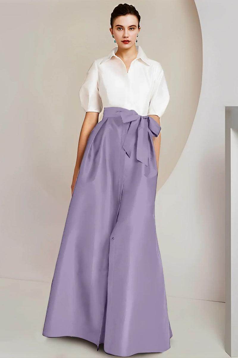 A Line Shirt Collar Short Sleeves Floor Length 2 pieces Mother Dresses CM0347