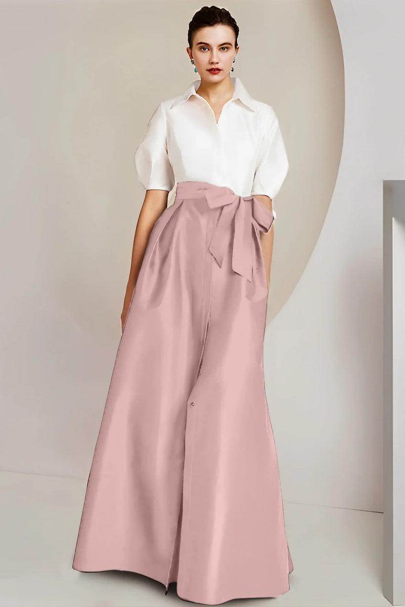 A Line Shirt Collar Short Sleeves Floor Length 2 pieces Mother Dresses CM0347