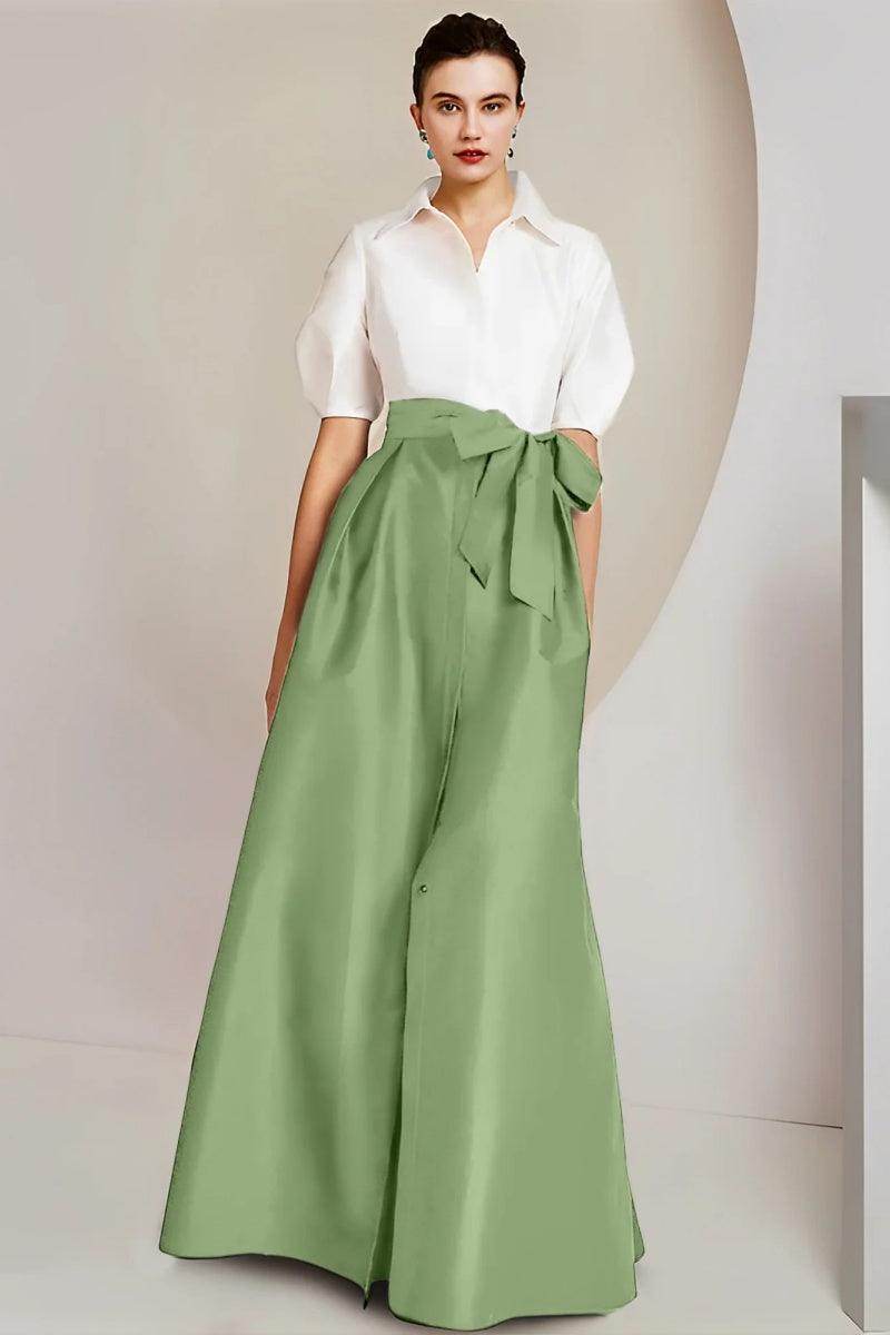 A Line Shirt Collar Short Sleeves Floor Length 2 pieces Mother Dresses CM0347