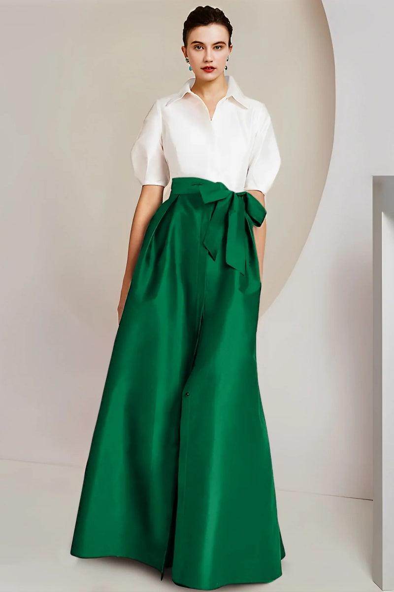 A Line Shirt Collar Short Sleeves Floor Length 2 pieces Mother Dresses CM0347