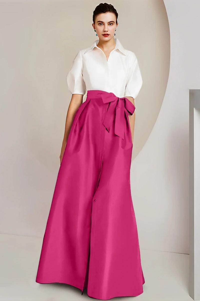 A Line Shirt Collar Short Sleeves Floor Length 2 pieces Mother Dresses CM0347