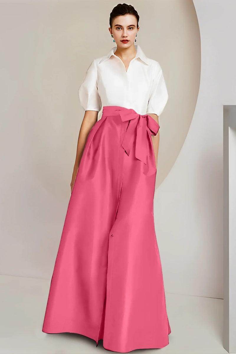 A Line Shirt Collar Short Sleeves Floor Length 2 pieces Mother Dresses CM0347