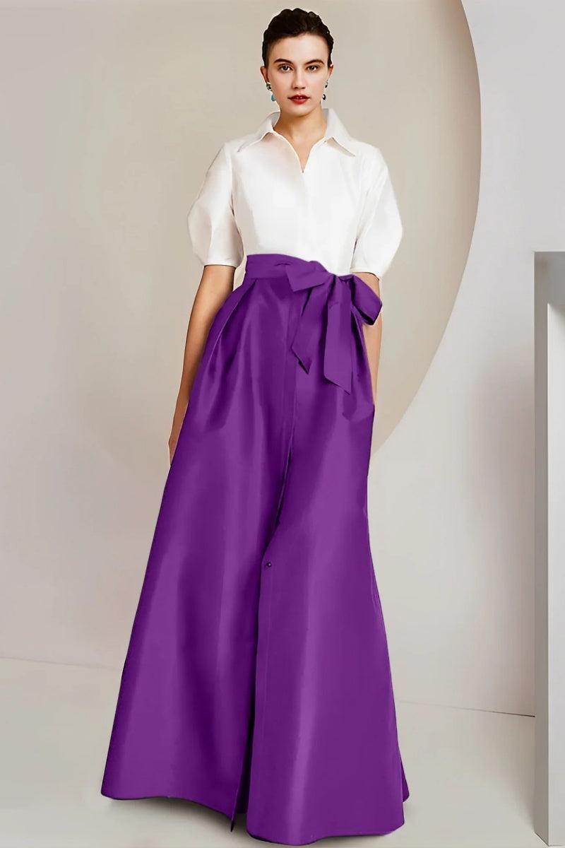 A Line Shirt Collar Short Sleeves Floor Length 2 pieces Mother Dresses CM0347