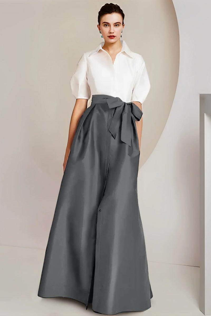 A Line Shirt Collar Short Sleeves Floor Length 2 pieces Mother Dresses CM0347