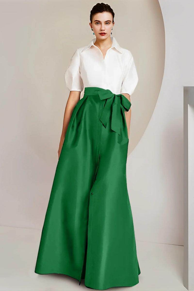 A Line Shirt Collar Short Sleeves Floor Length 2 pieces Mother Dresses CM0347