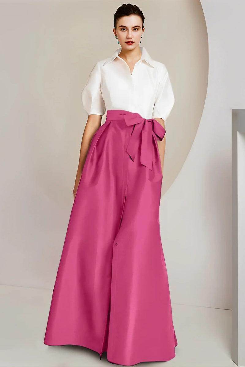 A Line Shirt Collar Short Sleeves Floor Length 2 pieces Mother Dresses CM0347