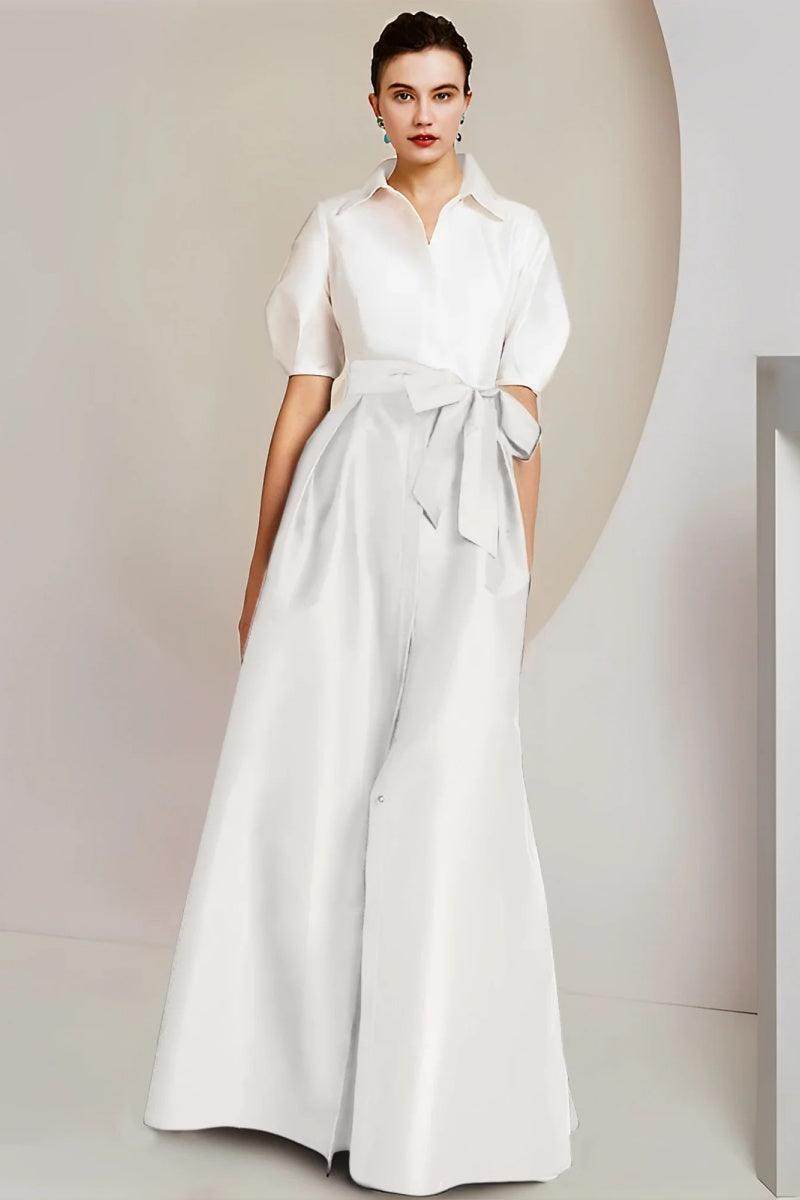 A Line Shirt Collar Short Sleeves Floor Length 2 pieces Mother Dresses CM0347