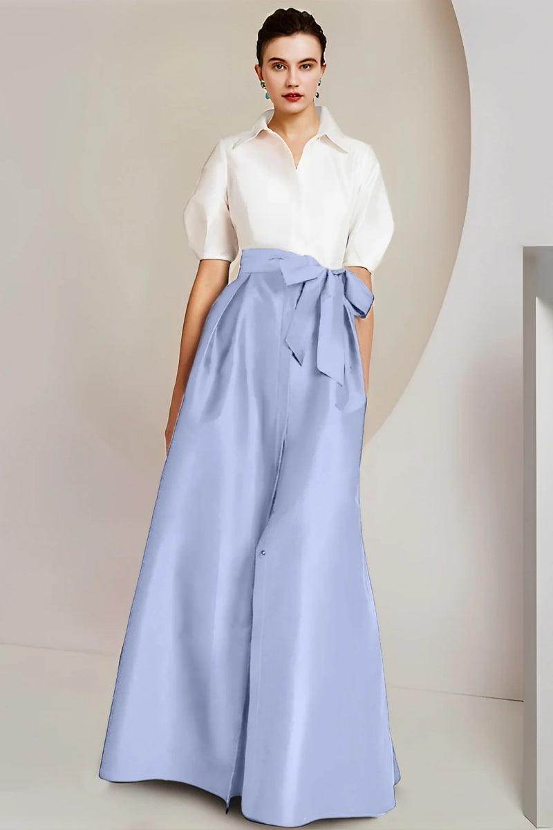 A Line Shirt Collar Short Sleeves Floor Length 2 pieces Mother Dresses CM0347