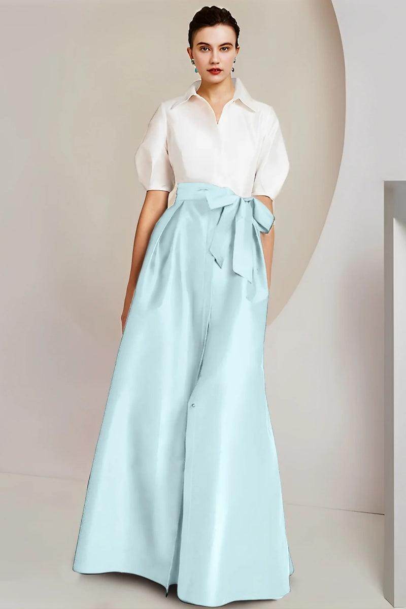 A Line Shirt Collar Short Sleeves Floor Length 2 pieces Mother Dresses CM0347