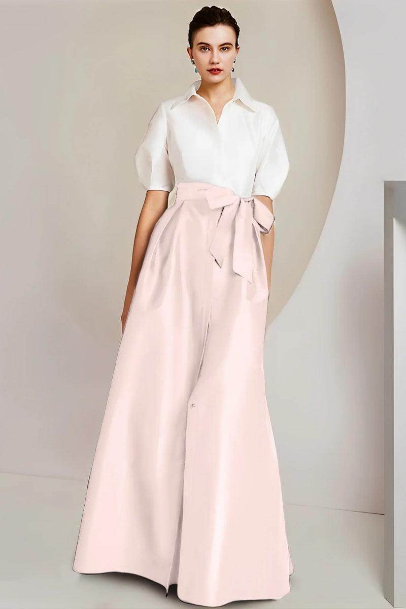 A Line Shirt Collar Short Sleeves Floor Length 2 pieces Mother Dresses CM0347
