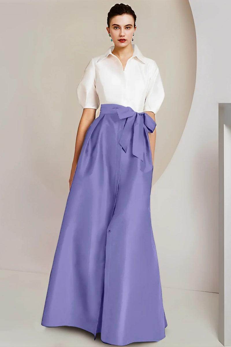 A Line Shirt Collar Short Sleeves Floor Length 2 pieces Mother Dresses CM0347