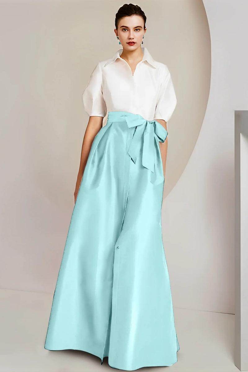 A Line Shirt Collar Short Sleeves Floor Length 2 pieces Mother Dresses CM0347