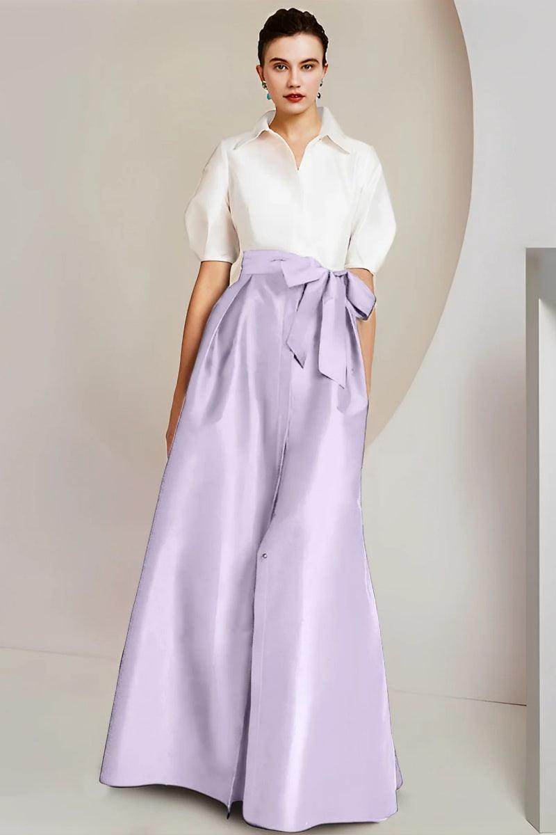 A Line Shirt Collar Short Sleeves Floor Length 2 pieces Mother Dresses CM0347