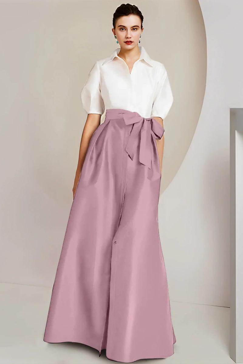 A Line Shirt Collar Short Sleeves Floor Length 2 pieces Mother Dresses CM0347