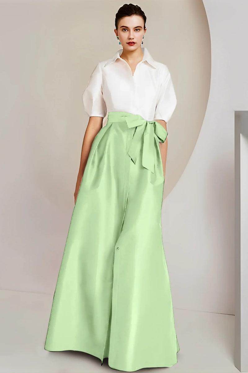 A Line Shirt Collar Short Sleeves Floor Length 2 pieces Mother Dresses CM0347