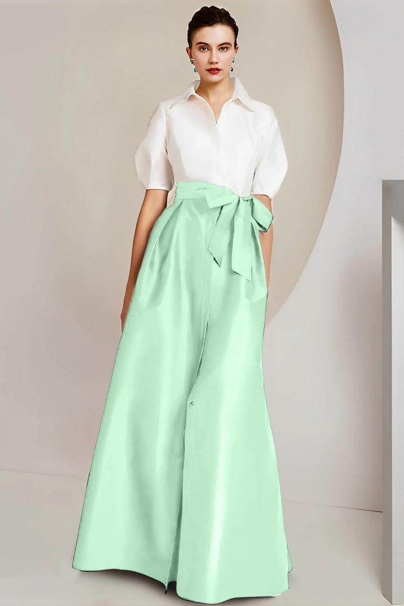A Line Shirt Collar Short Sleeves Floor Length 2 pieces Mother Dresses CM0347